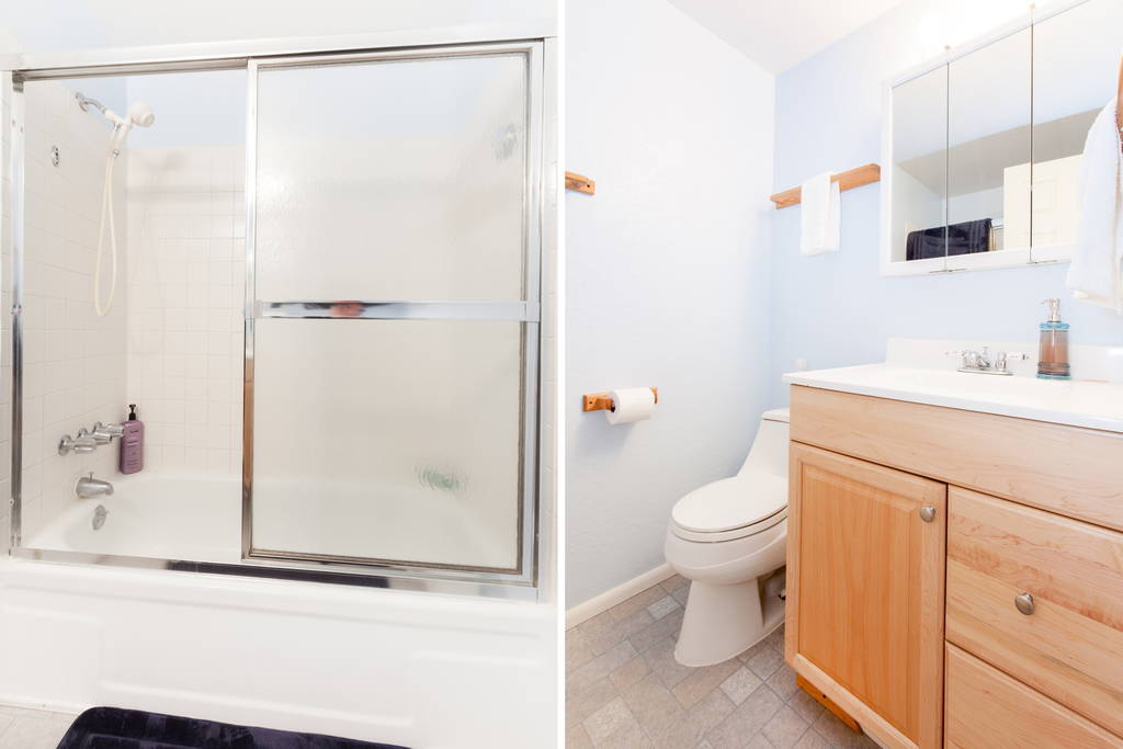 Upstairs bathroom with shower and tub